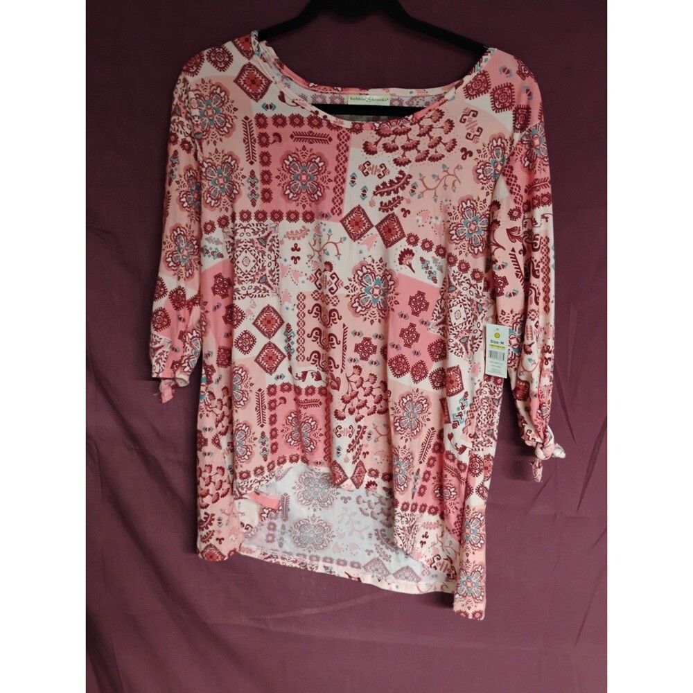 Bobbie Brooks Womens Pink Shirt Size Medium 1/2 Sleeve
